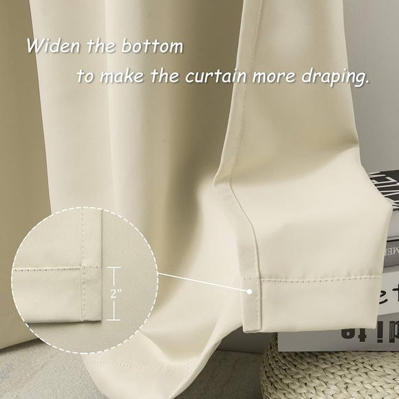 DUALIFE Extra Long Blackout Curtains..cream beige..52x132..2panels(NWT) - Picture 5 of 6